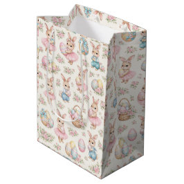 Süßes Osterhasen-Blumenmuster - Pastell-Frühling Mittlere Geschenktüte