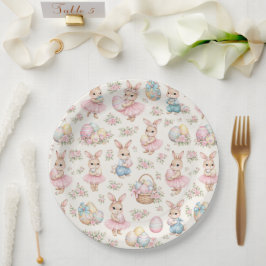 Süßes Osterhasen-Blumenmuster - Pastell-Frühling Pappteller