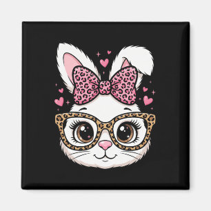 Süßes Osterhasengesicht Leopard Bogen Sonnenbrille Magnet
