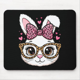 Süßes Osterhasengesicht Leopard Bogen Sonnenbrille Mousepad
