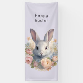 Süßes Osterhasenmotiv umgeben von pastellfarbenen  Banner