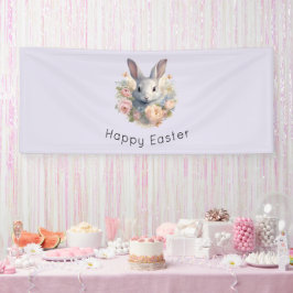 Süßes Osterhasenmotiv umgeben von pastellfarbenen  Banner
