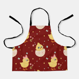 Süßes Osterküken mit rosa Schleife nahtloses Muste Schürze