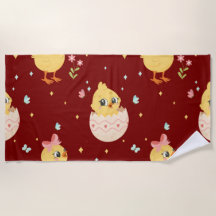 Süßes Osterküken mit rosa Schleife nahtloses Muste