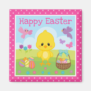 Süßes Osterküken und Schokoladeneier Ostern Magnet