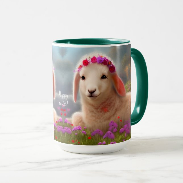 Süßes Osterlamm mit Blumen -  Tasse (VorderseiteRechts)