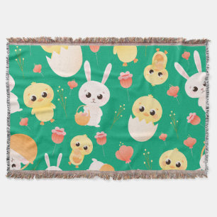 Süßes Ostern-Hühner & -Hasen Nahtloses Muster Decke