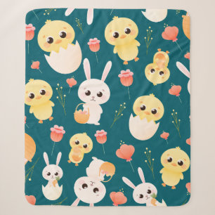Süßes Ostern-Hühner & -Hasen Nahtloses Muster Sherpadecke