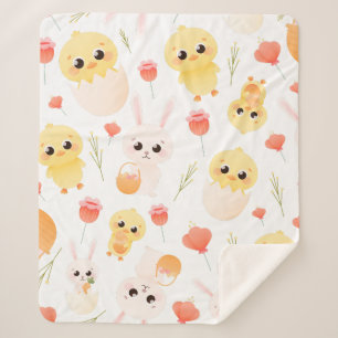 Süßes Ostern-Hühner & -Hasen Nahtloses Muster Sherpadecke