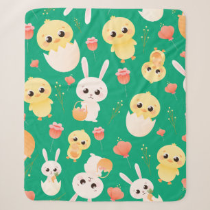 Süßes Ostern-Hühner & -Hasen Nahtloses Muster Sherpadecke