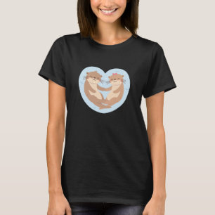 Süßes Otter-Paar Hält Händchen im Herzen T-Shirt