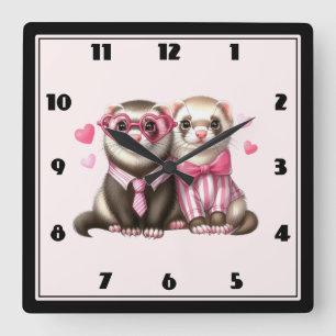 Süßes Otter-Paar in Liebe Quadratische Wanduhr