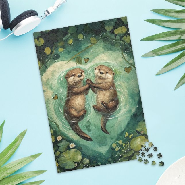 Süßes Otter-Paar Liebes-Puzzle Puzzle (Von Creator hochgeladen)