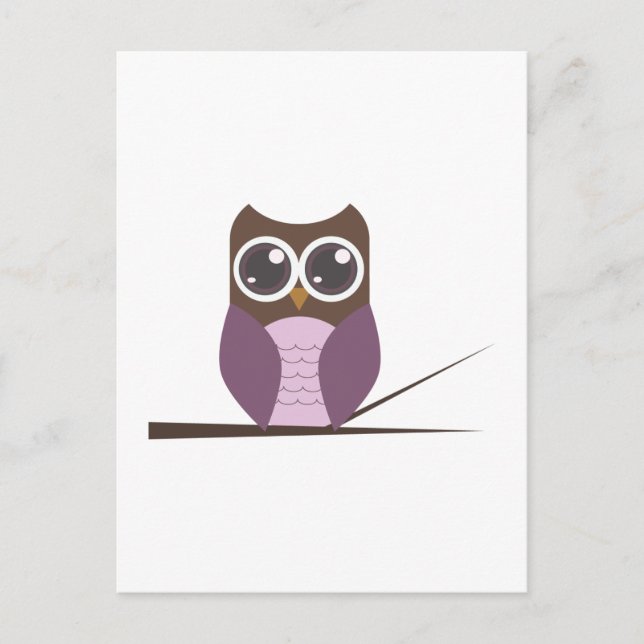 Süßes Owl auf Zweig Postkarte (Vorderseite)