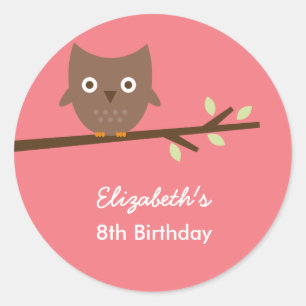 Süßes Owl Gefallen Aufkleber (Rosa)