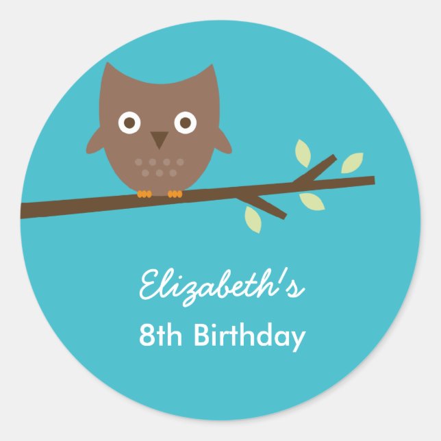 Süßes Owl Gefallen Aufkleber (Türkis) (Vorderseite)