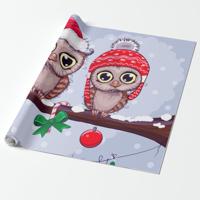 Süßes Owl zu Weihnachten Geschenkpapier (Ungerollt)