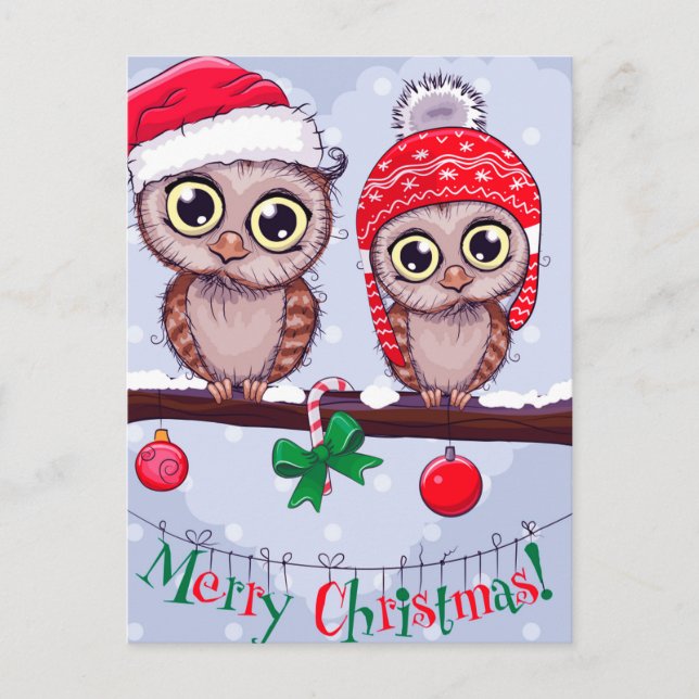 Süßes Owl zu Weihnachten Postkarte (Vorderseite)