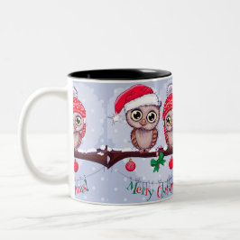 Süßes Owl zu Weihnachten Zweifarbige Tasse