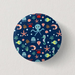 Süßes Ozean-Meeresleben-Muster Button