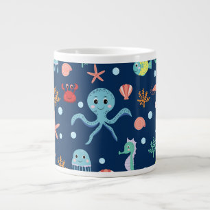 Süßes Ozean-Meeresleben-Muster Jumbo-Tasse