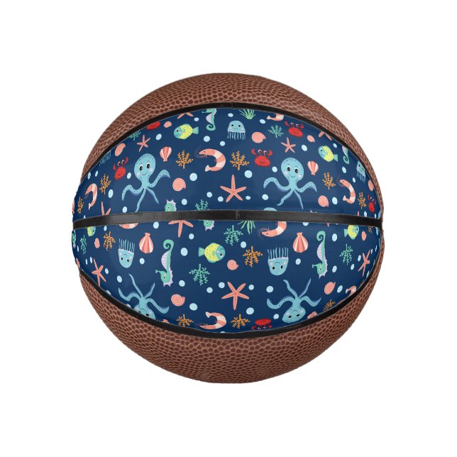 Süßes Ozean-Meeresleben-Muster Mini Basketball (Vorderseite)