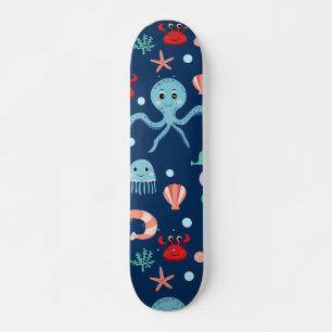 Süßes Ozean-Meeresleben-Muster Skateboard