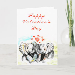Süßes Paar Elefant Valentinstag Karte