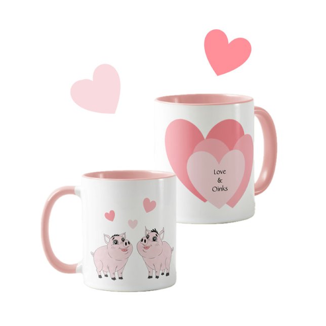 Süßes Paar rosa Schweinchen Tasse (Von Creator hochgeladen)