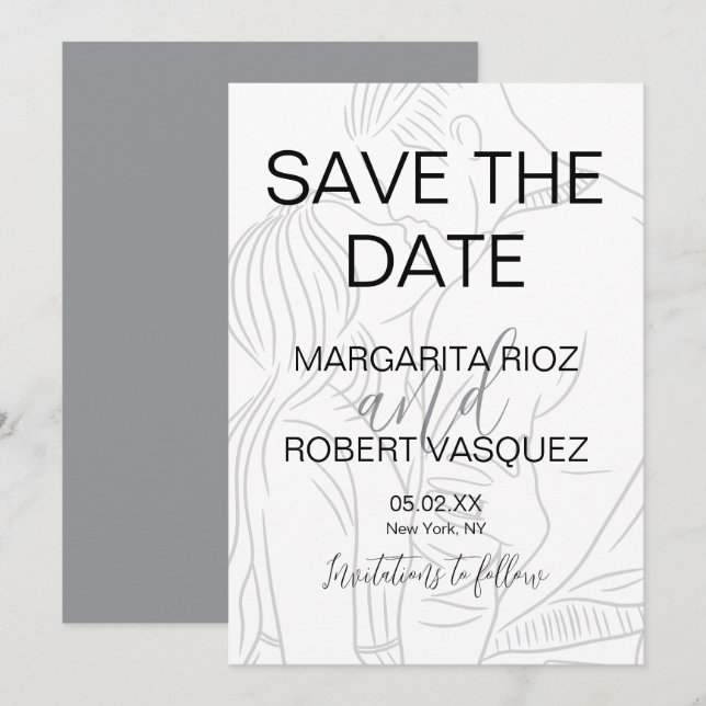 Süßes Paar Skript Save the Date Einladung (Vorne/Hinten)