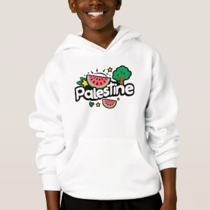 Süßes Palästina-Wort umgeben von Wassermelonen-Bau Hoodie