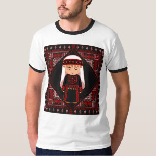 süßes palästinensisches Mädchen Stickerei rote tat T-Shirt