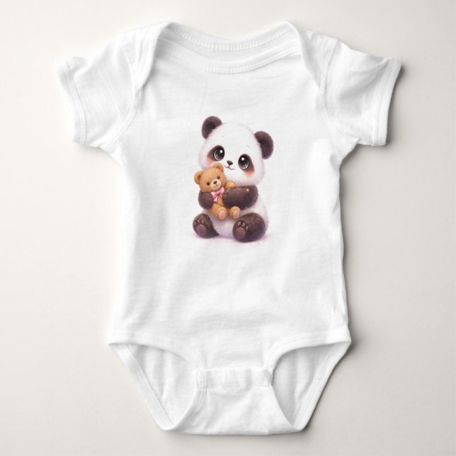 Süßes Panda-Babyausstatung Baby Strampler (Vorderseite)