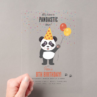 Süßes Panda-Bär-Thema Kawaii-Kinder-Geburtstagsfei Acryleinladungen
