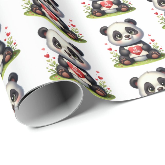 Süßes Panda-Bärchen-Valentins-Fliesenmuster  Geschenkpapier (Rolleneckpunkt)