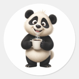 Süßes Panda-Coffee-Liebhaber-Sticker-Design Runder Aufkleber