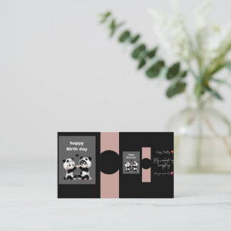 Süßes Panda Frohe Geburtstagskarte | Schwarze Ästh Visitenkarte