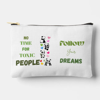 Süßes Panda-Grafik-T-Shirt mit Slogan Zubehörtasche