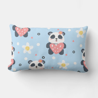 Süßes Panda-Herz-Nahtlosmuster, Kawaii-Tier N Lendenkissen