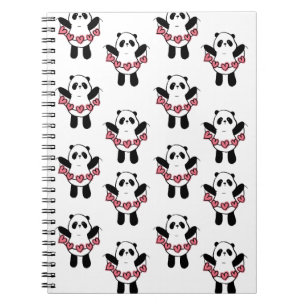 Süßes Panda-Herzen-Muster Notizblock