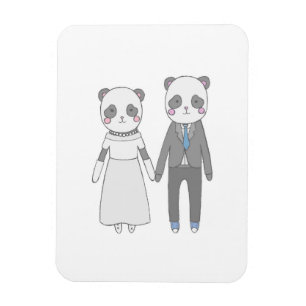 Süßes Panda-Hochzeitspaar – Kawaii Braut & Bräutig Magnet