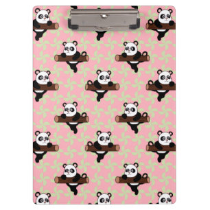 Süßes Panda-Muster auf Rosa – Kawaii nahtlos Klemmbrett