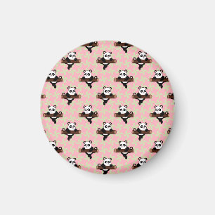Süßes Panda-Muster auf Rosa – Kawaii nahtlos Magnet