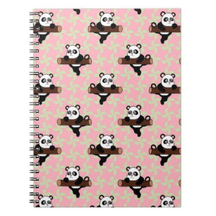 Süßes Panda-Muster auf Rosa – Kawaii nahtlos  Notizblock