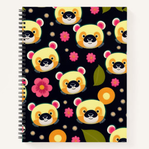 Süßes Panda-Nahtlos-Muster-Notizbuch – 21,59 cm x  Notizbuch