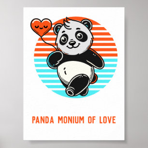 Süßes Panda "Panda-monium der Liebe" Poster