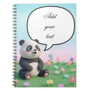 Süßes Panda Personalisiertes Notizbuch für Kinder  Notizblock