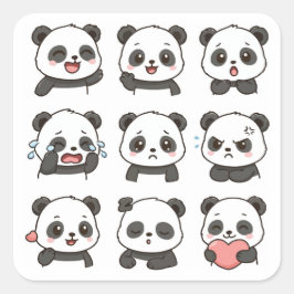 Süßes Panda-Sticker-Pack Quadratischer Aufkleber