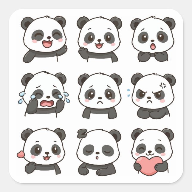 Süßes Panda-Sticker-Pack  Quadratischer Aufkleber (Vorderseite)