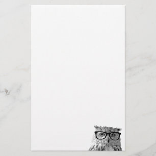 Süßes Papier mit Eule mit Brille für Schreibwaren